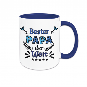 Tasse bester papa blau farbig keramik